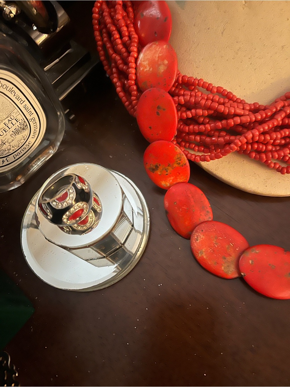 Bold Red Beaded Statement Necklace